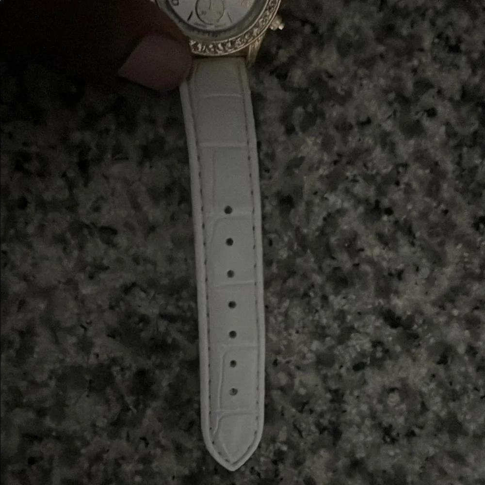 Bell & Ross White and Gold Chronograph Watch with Crystal Bezel